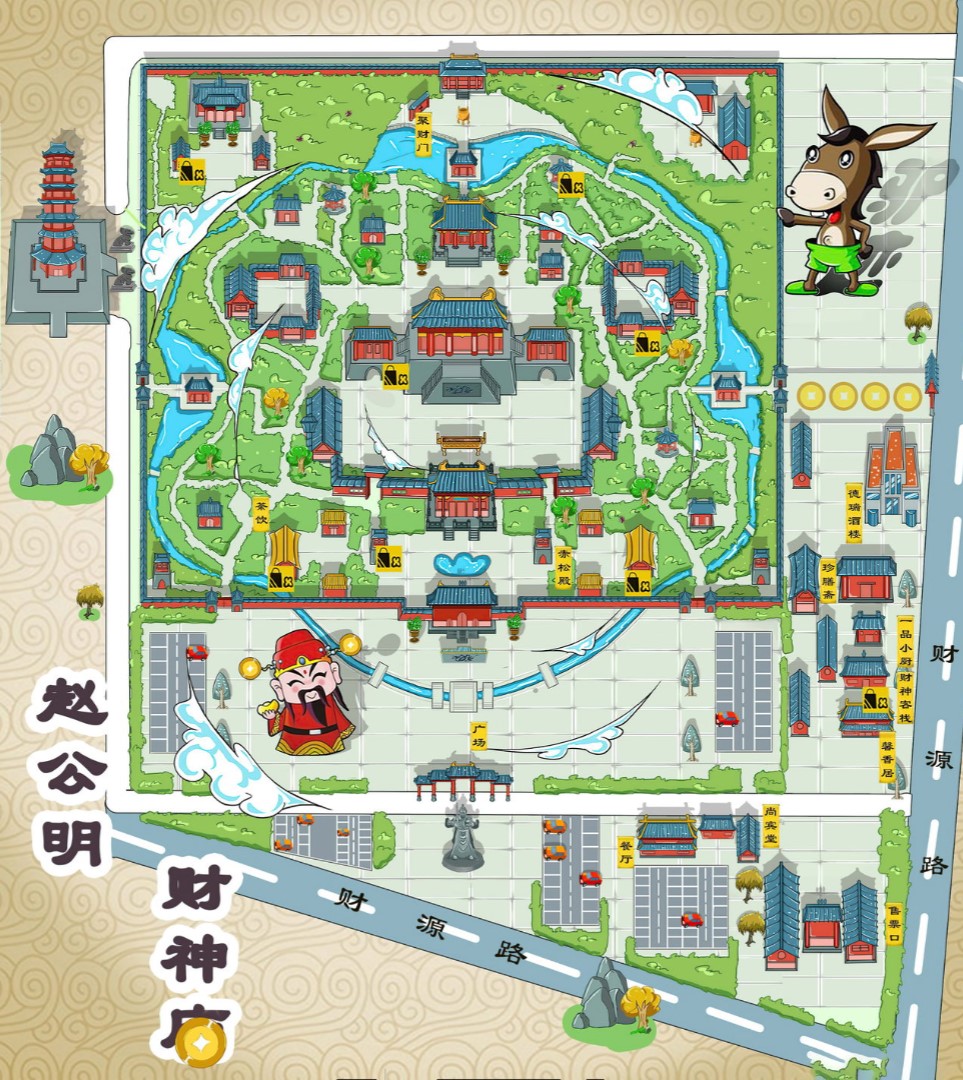 绥江寺庙类手绘地图